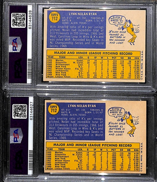 Lot of (2) 1970 Topps Nolan Ryan #712 Cards - Graded PSA 6 and PSA 6.5